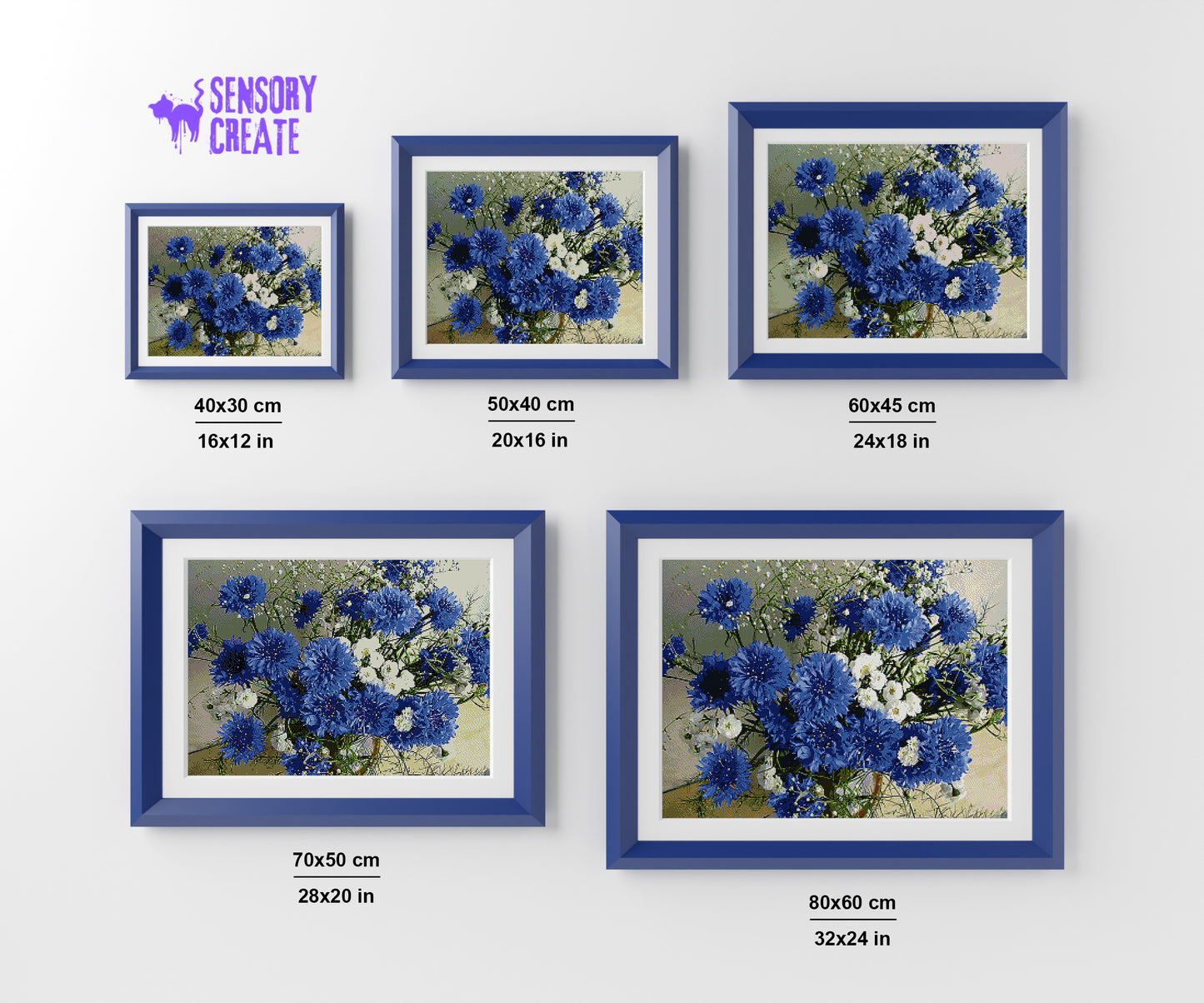 Blue Flowers - Diamond Painting Kit