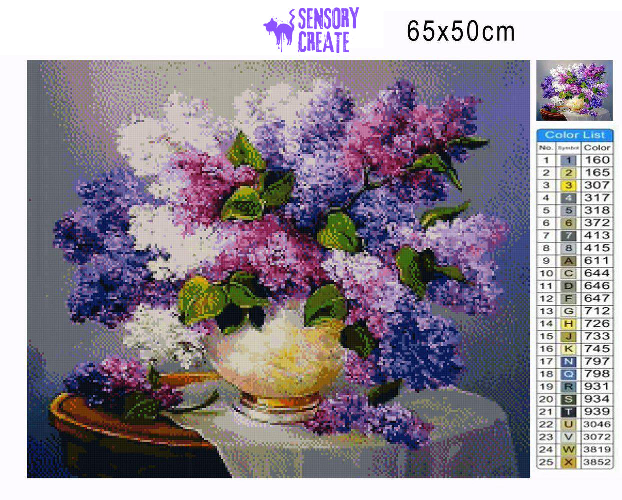 Purple and White Flowers - Diamond Painting Kit