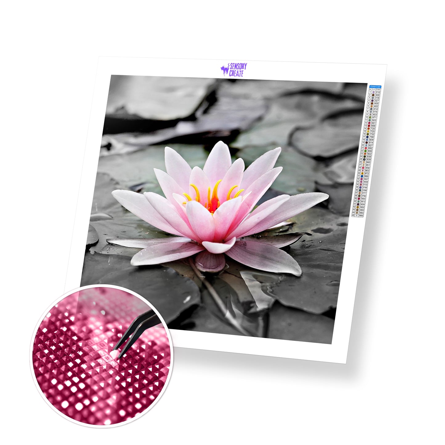 Pink Water Lily - Diamond Painting Kit