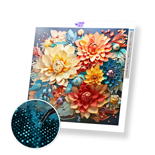 Blooming Flowers - Diamond Painting Kit