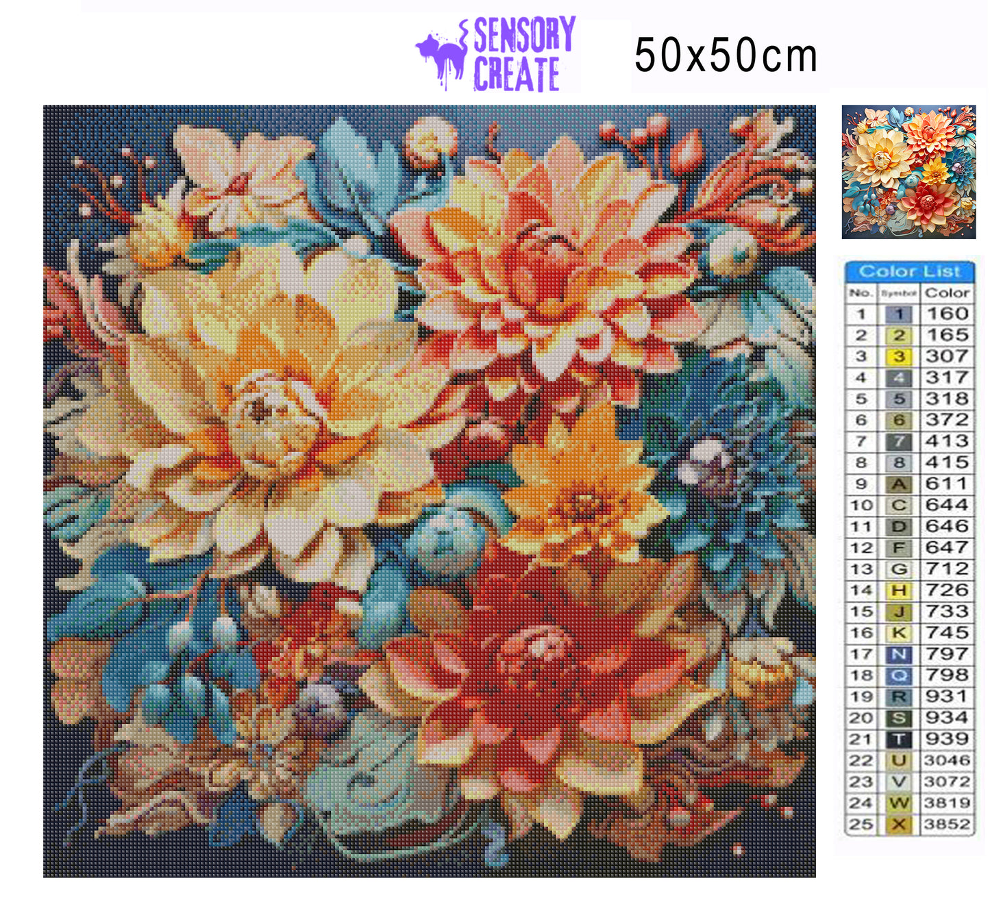 Blooming Flowers - Diamond Painting Kit