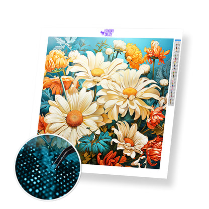 White Daisy - Diamond Painting Kit