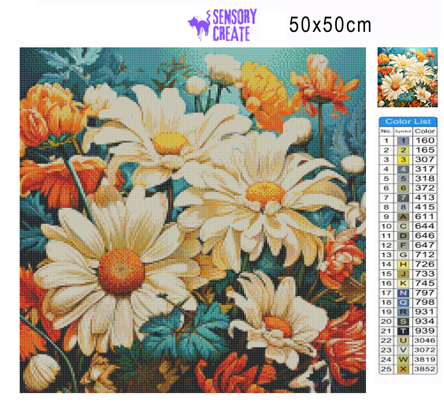 White Daisy - Diamond Painting Kit