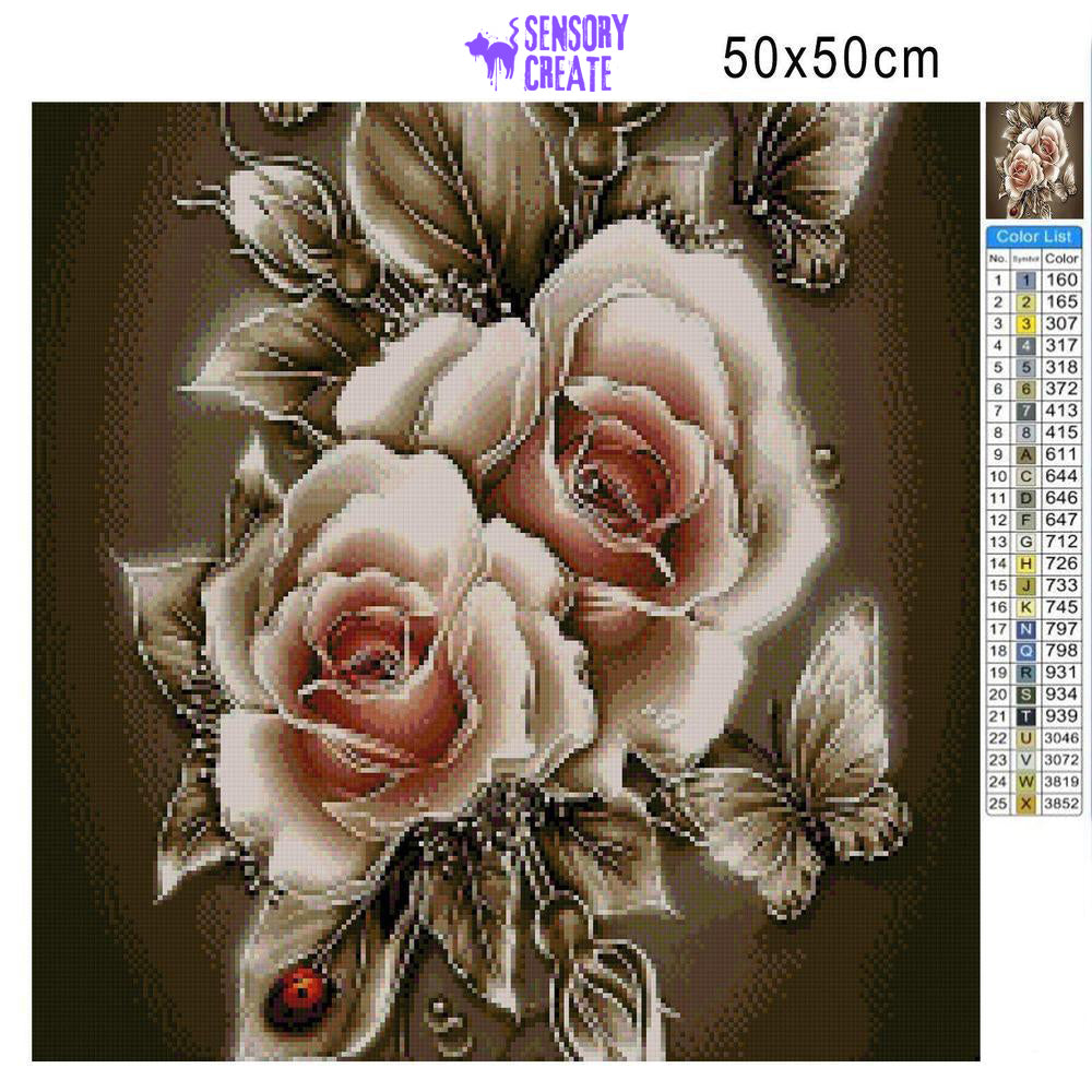 Sepia Roses - Diamond Painting Kit