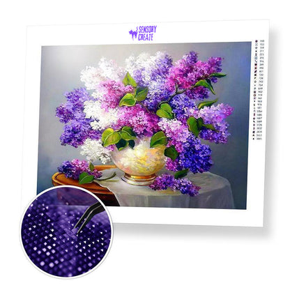 Purple and White Flowers - Diamond Painting Kit