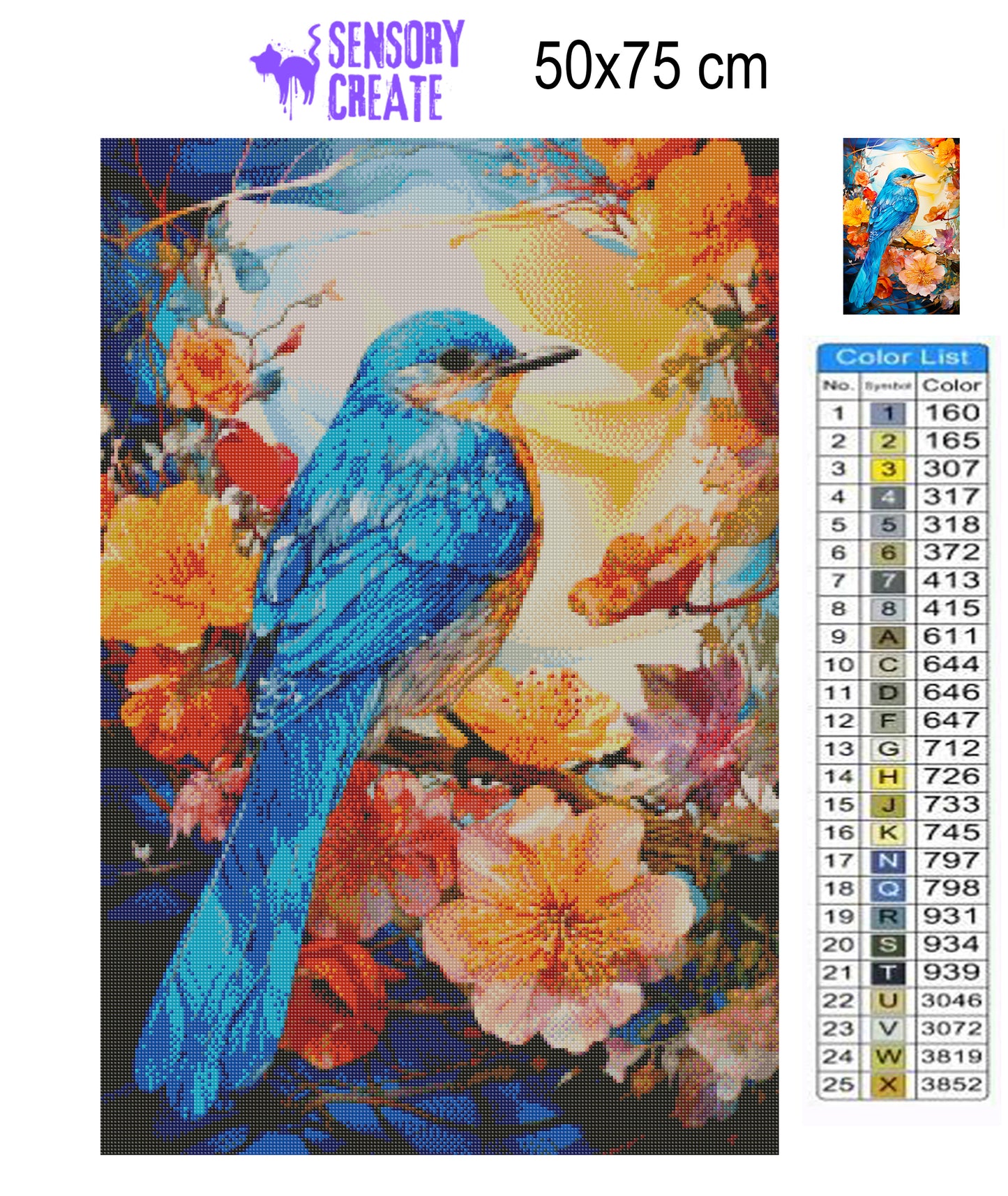 Bird and Flowers - Diamond Painting Kit