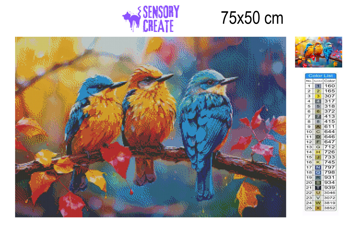 Three Little Birds - Diamond Painting Kit