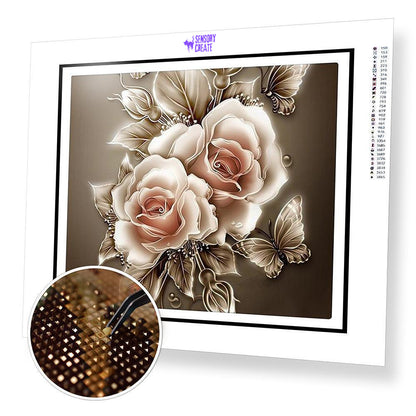 Sepia Roses - Diamond Painting Kit