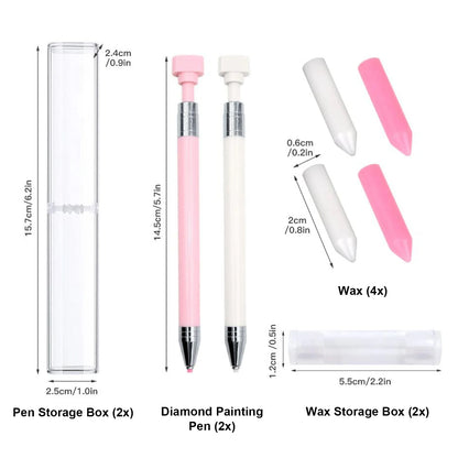 2PCS REFILLABLE DIAMOND PAINTING WAX PEN WITH CASE