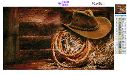 Cowboy Hat and Lasso - Diamond Painting Kit