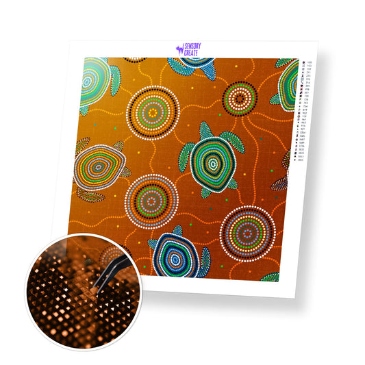 Turtles and Circles - Diamond Painting Kit